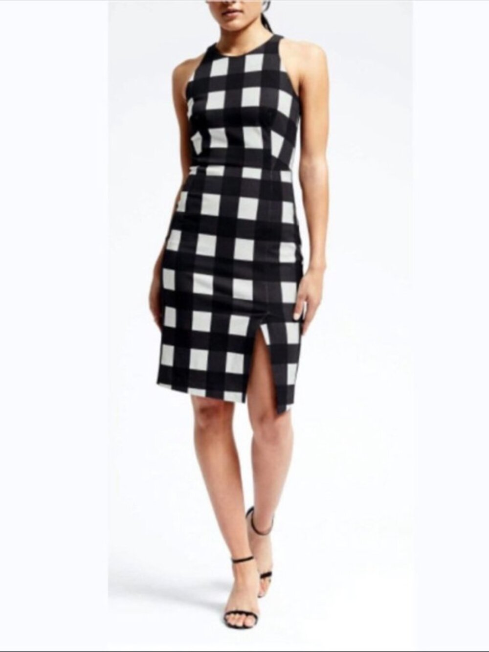 Banana Republic Buffalo Check Black Sheath Dress